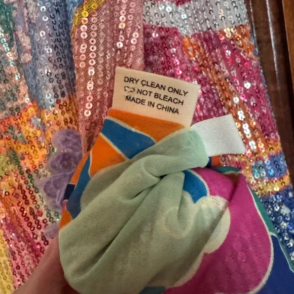 CeliaB Sequin Caftan + Purple Fringe, Size L - Picture 6 of 6